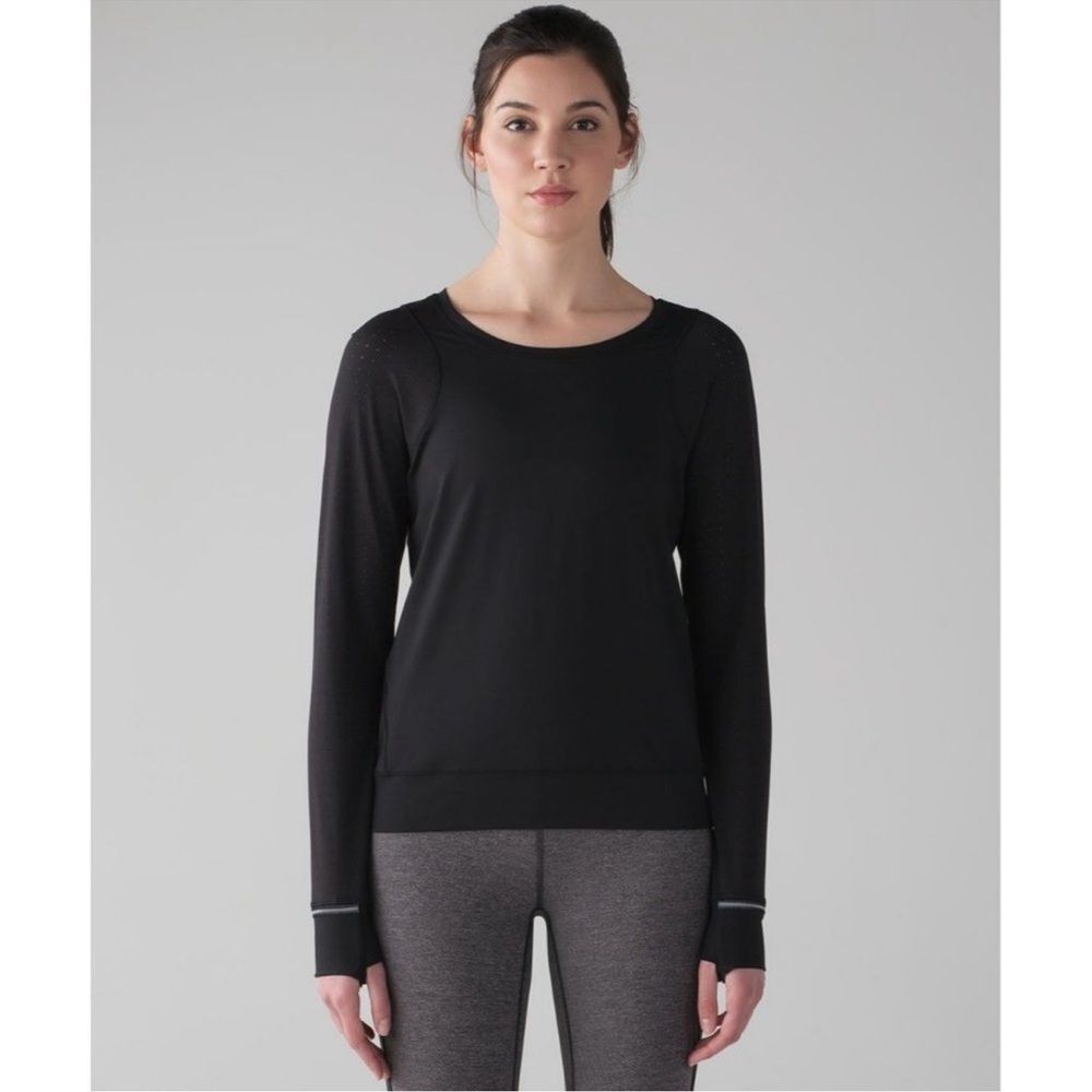 Lululemon Women’s Run Long Sleeve 'Mind Over Miles' Shirt - Black - Size M - Picture 3 of 10